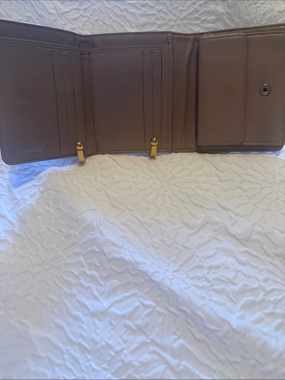 Chanel Beige Canvas Card Trifold Wallet - Picture 3 of 9